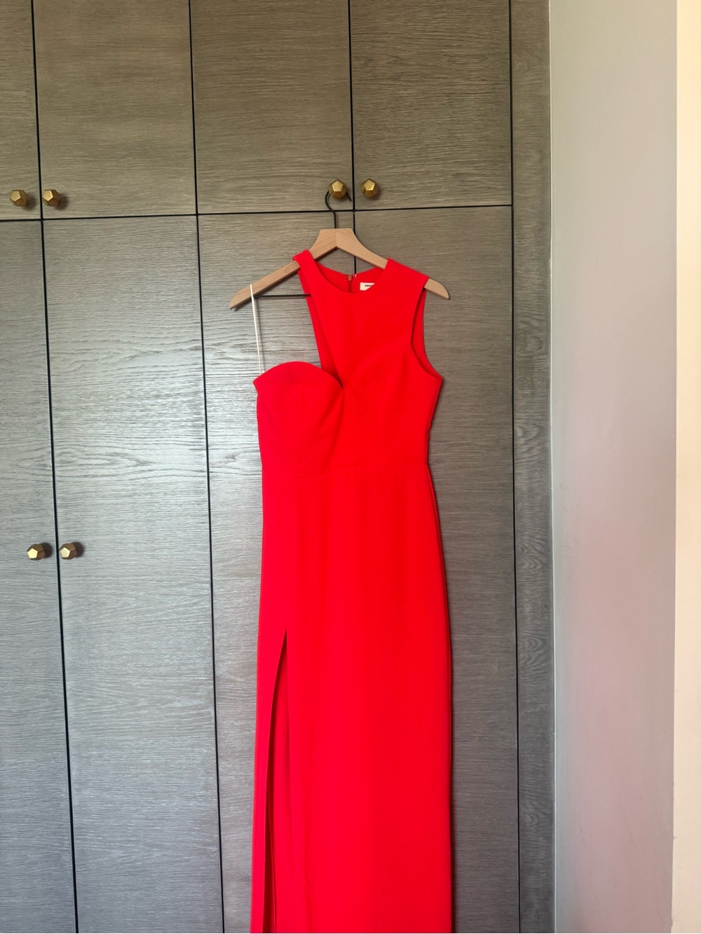 Amanda Uprichard Red One-Shoulder Gown with Thigh Slit - Picture 3 of 4